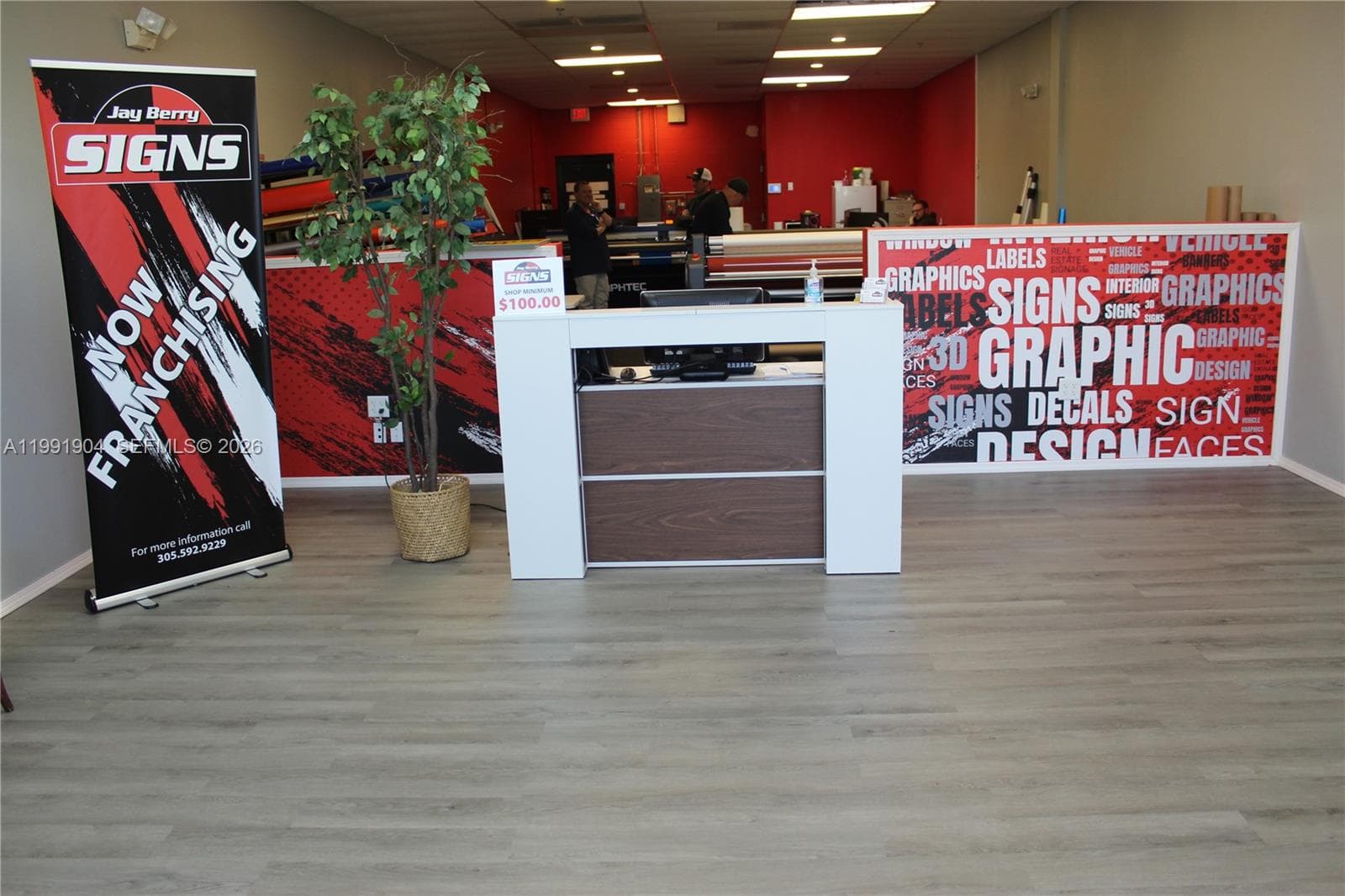 Receptionist desk/store front.
