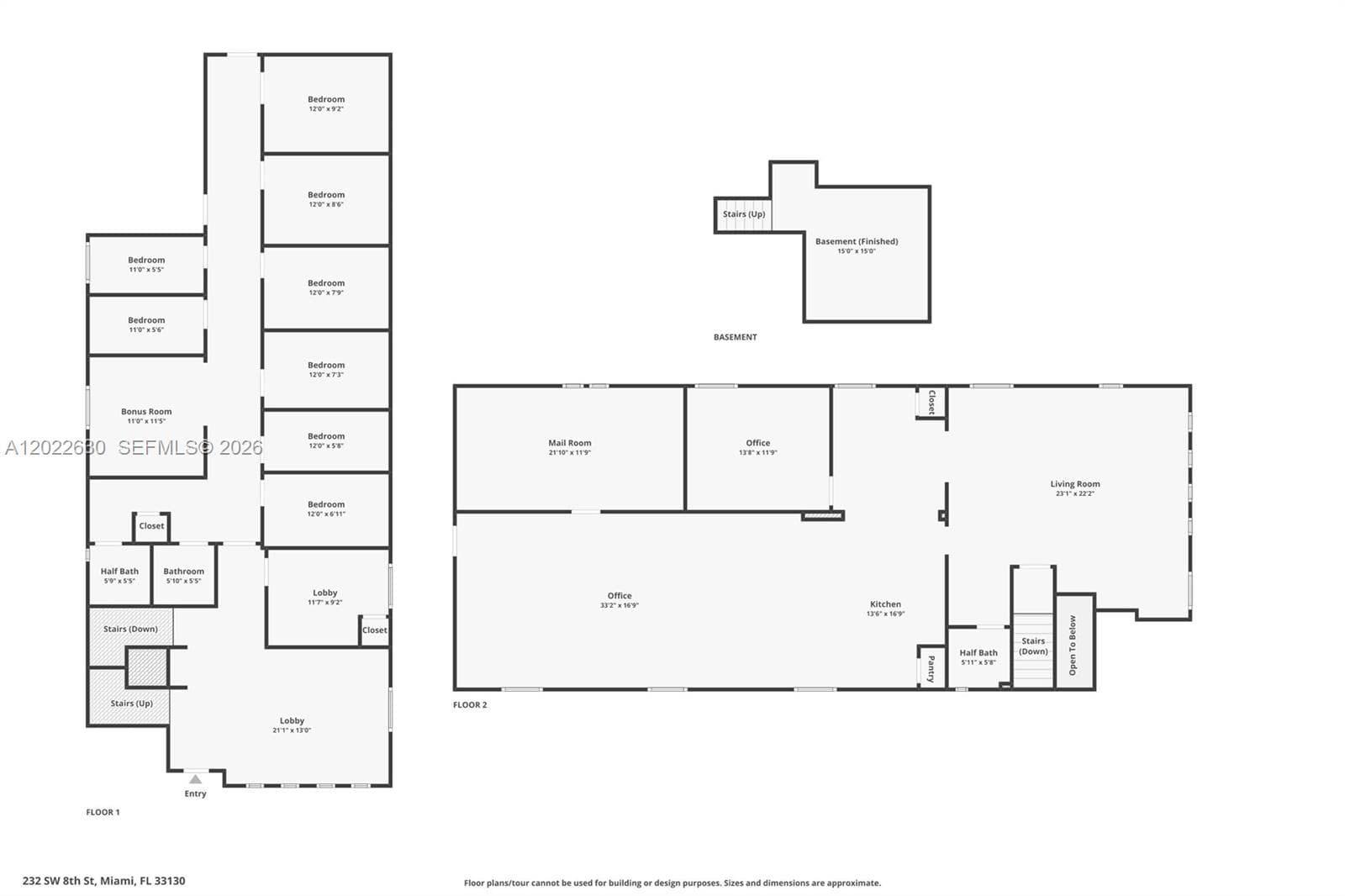 Flexible 3-story layout suitable for medical, professional office, wellness, showroom, or corporate headquarters use.