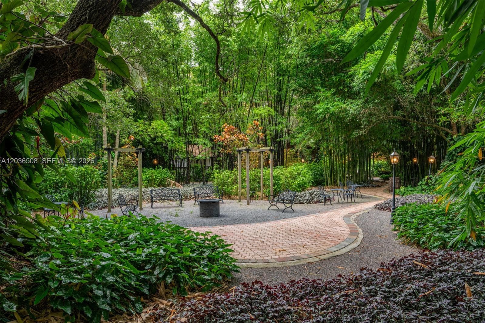One of several outdoor garden sitting/reception areas
