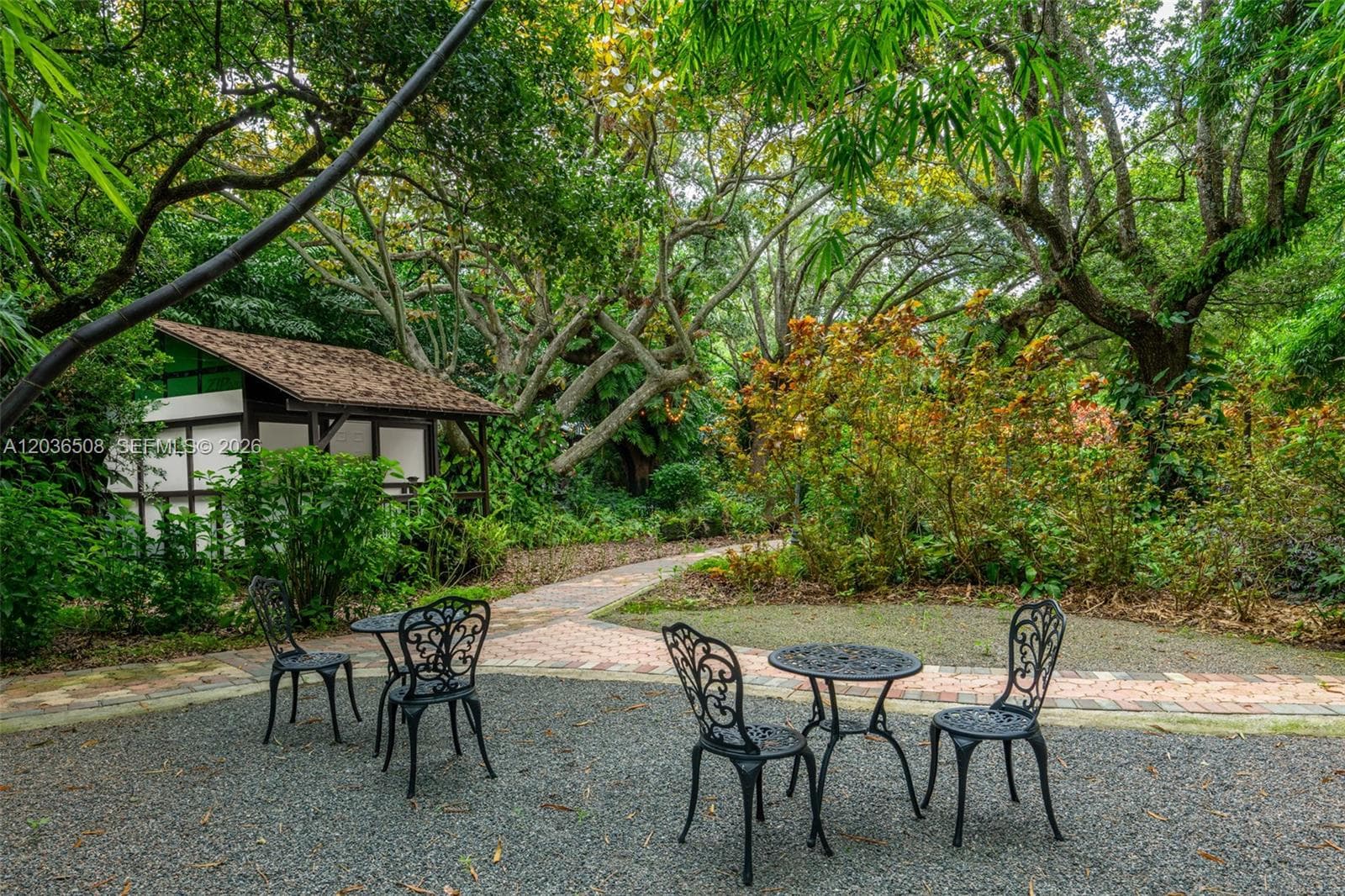 Multiple seating areas within the venue grounds