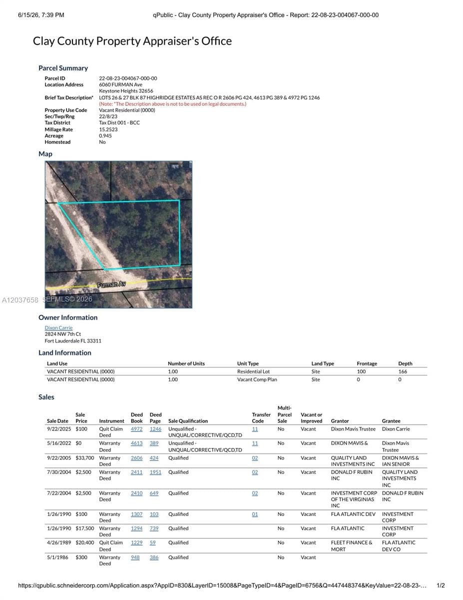 6060 FURMAN, Other City - In The State Of Florida FL 32656